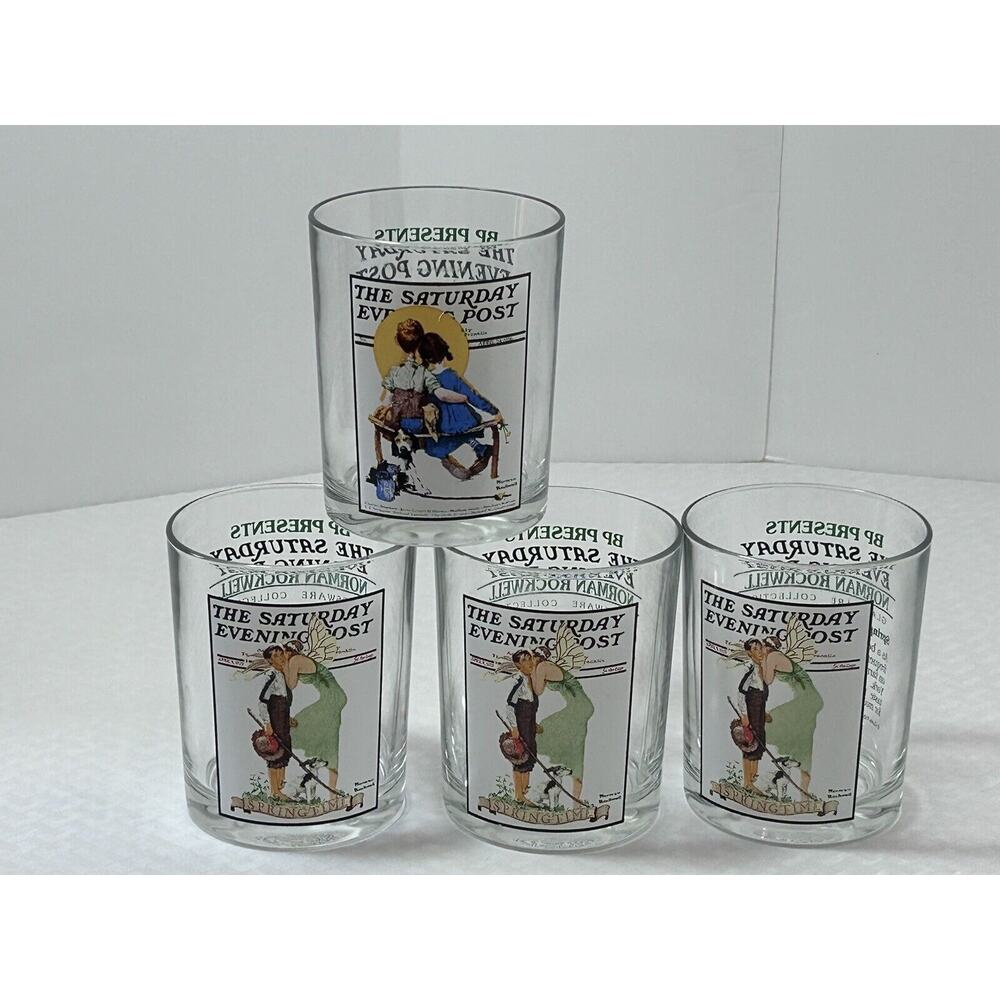 Vintage (Set‎ 4) Norman Rockwell "The Saturday Evening Post" Collector's Glasses